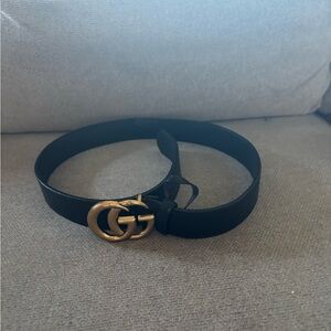 Gucci Black Belt with Gold GG Buckle